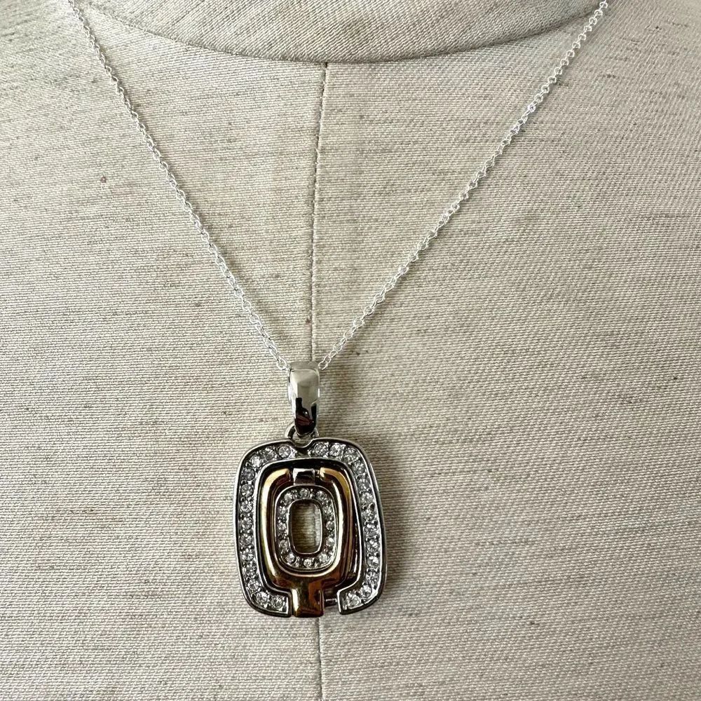 Silver/gold tone reversible pendant necklace